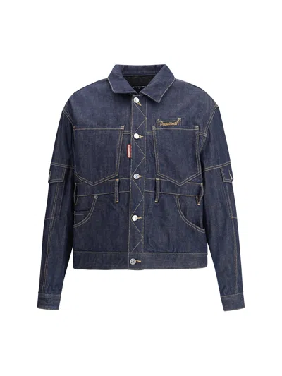 Dsquared2 Men Cargo Denim Jacket In Blue