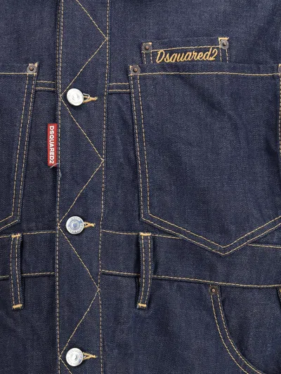 Dsquared2 Men Cargo Denim Jacket In Blue