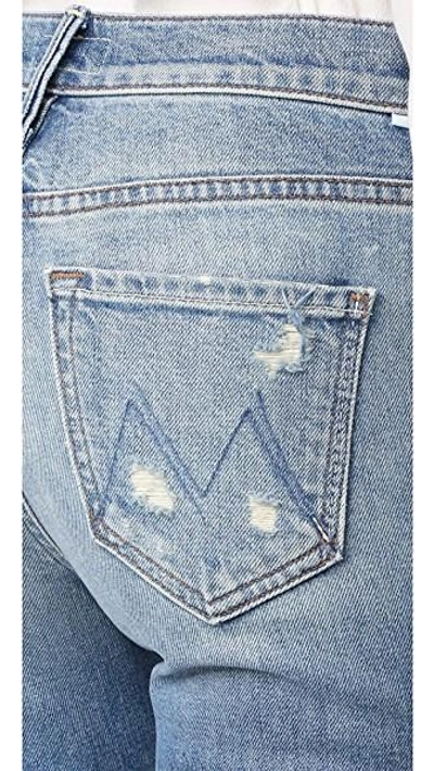 Shop Mother The Flirt Fray Rigid Jeans In Cold Feet