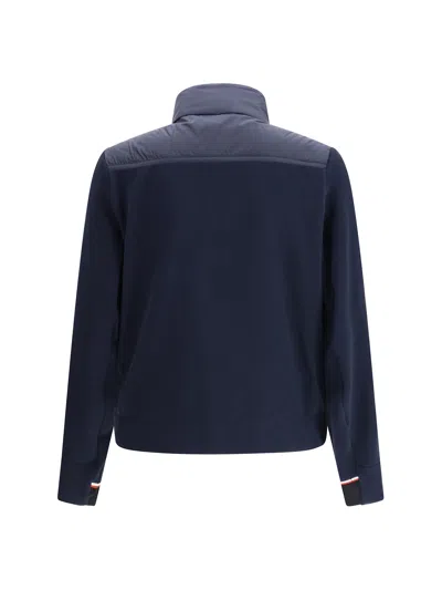 Moncler Grenoble Quilted Zip Up Cardigan In Navy Blu In Blue