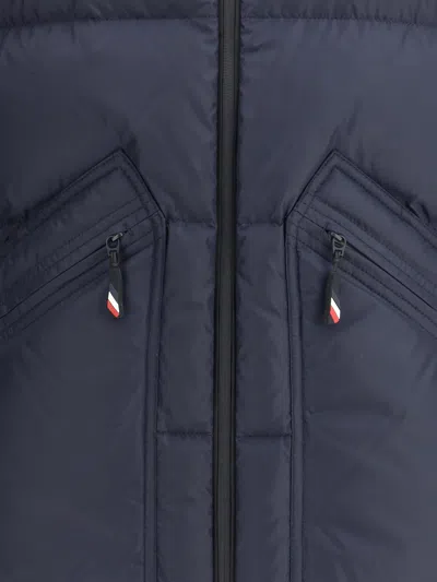 Moncler Grenoble Quilted Zip Up Cardigan In Navy Blu In Blue