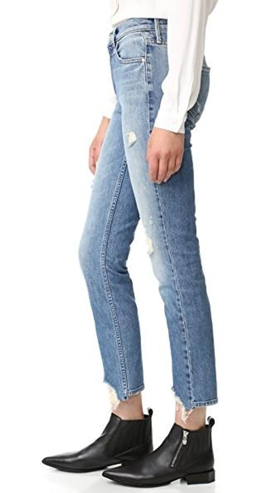 Shop Mother The Flirt Fray Rigid Jeans In Cold Feet