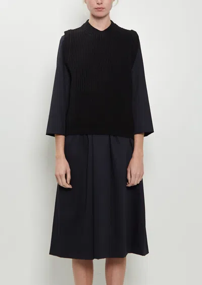 Margaret Howell English Rib Pullover Merino Wool Vest In Black