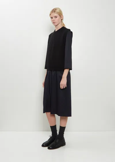 Margaret Howell English Rib Pullover Merino Wool Vest In Black
