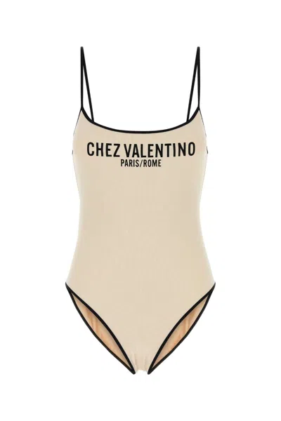 Valentino Spaghetti Straps Scoop Neckline High-cut Legs In White