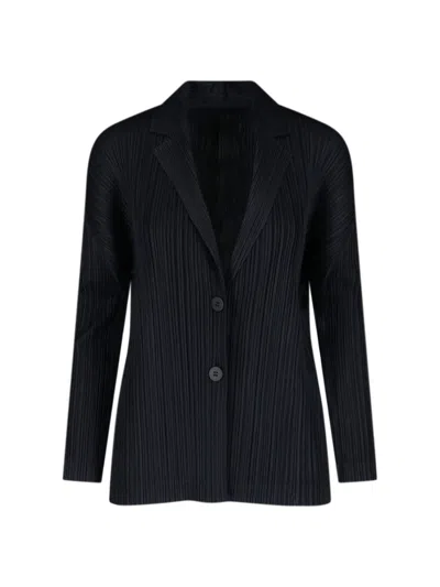 Issey Miyake Uni-form Buttoned Blazer In Black