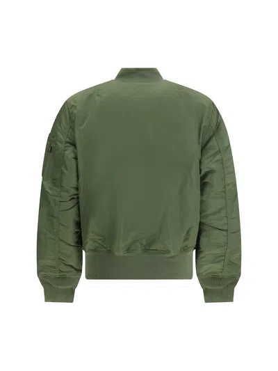 Alpha Industries Ma-1 Vf 59 Long Bomber Jacket Dark Green Nylon Bomber Jacket In Green