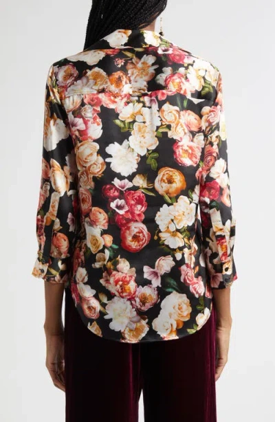 L'agence Dani Floral Print Silk Button-up Shirt In Multi