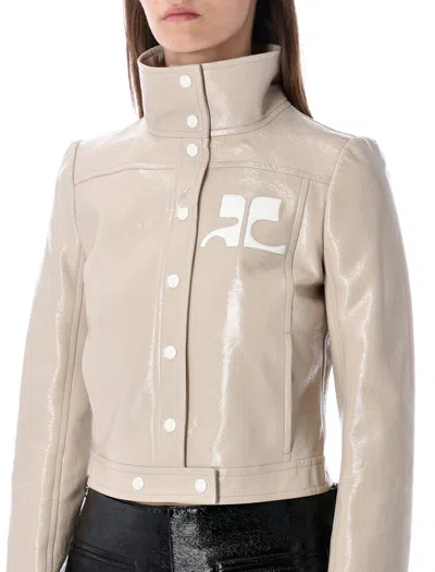Courrèges Courreges Re Edition Jacket In Coated Cotton In Neutral