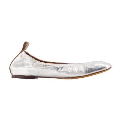 Lanvin Metallic Leather Ballerina Flats In Silver