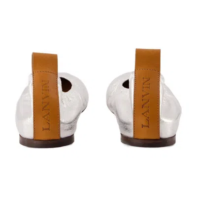 Lanvin Metallic Leather Ballerina Flats In Silver