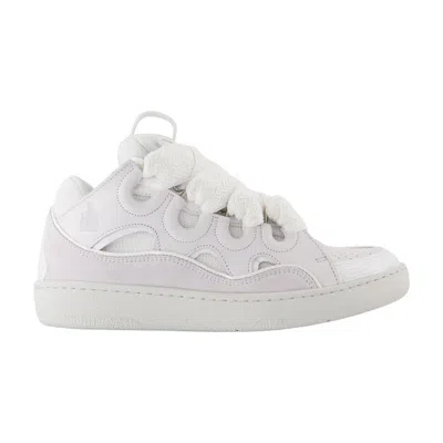 Lanvin Low Top Sneakers Featuring Perforated Detailing In White
