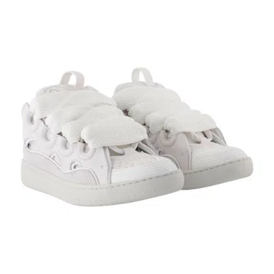 Lanvin Low Top Sneakers Featuring Perforated Detailing In White
