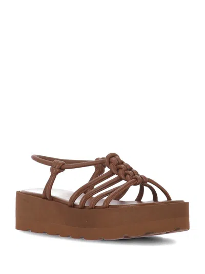 Gianvito Rossi Leather Knotted Strappy Sandals Platform Sole In Brown