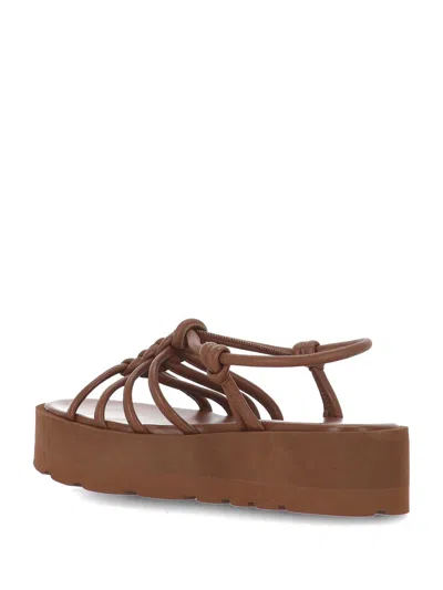 Gianvito Rossi Leather Knotted Strappy Sandals Platform Sole In Brown