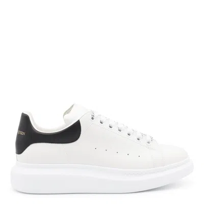Alexander Mcqueen White Leather Sneakers With Black Suede Heel In White