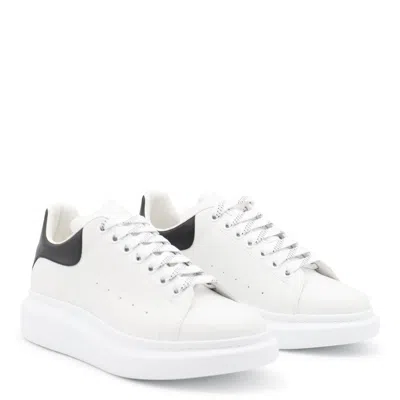 Alexander Mcqueen White Leather Sneakers With Black Suede Heel In White