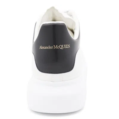 Alexander Mcqueen White Leather Sneakers With Black Suede Heel In White