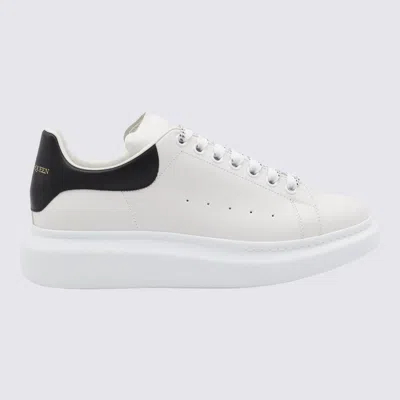 Alexander Mcqueen White Leather Sneakers With Black Suede Heel In White