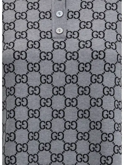 Gucci Gg Wool Dress With Ribbed Profiles In Gray