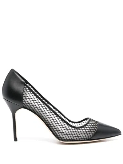 Manolo Blahnik Pointed Mesh Pumps In Black