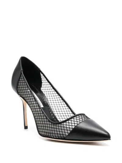 Manolo Blahnik Pointed Mesh Pumps In Black