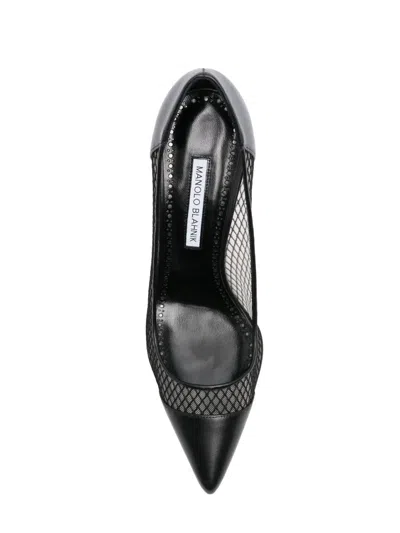 Manolo Blahnik Pointed Mesh Pumps In Black