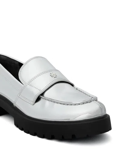 Tory Burch Mirrored Metallic Classic Logo Lug Loafers In Silver