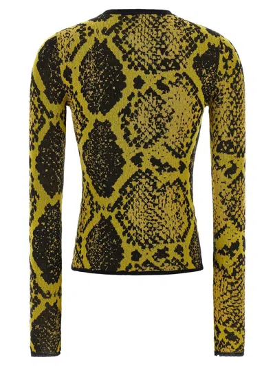Attico Python Jacquard Cardigan Sweaters And Cardigans Yellow In Animal Print