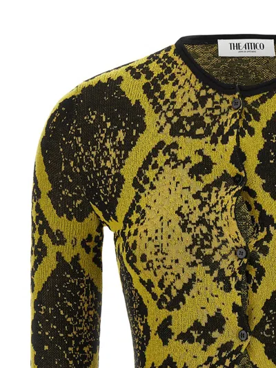 Attico Python Jacquard Cardigan Sweaters And Cardigans Yellow In Animal Print