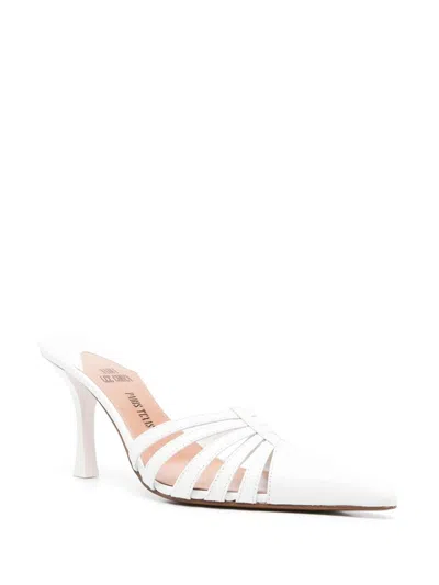 Paris Texas Leather Strappy Stiletto Sandals With Pointed Toe In Neutral