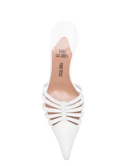 Paris Texas Leather Strappy Stiletto Sandals With Pointed Toe In Neutral