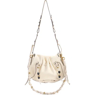 Isabel Marant Bolton Embellished Tasseled Textured-leather Shoulder Bag In White