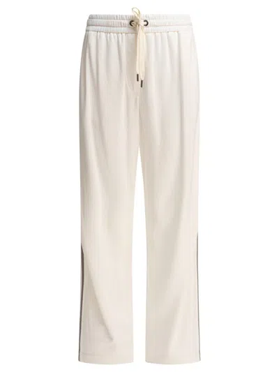 Brunello Cucinelli Tailored Trousers With Side Stripe Detail In White