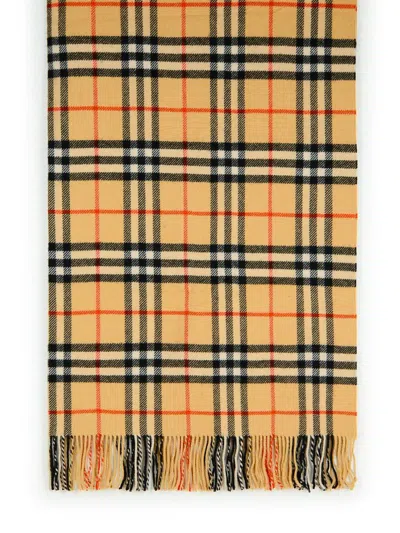 Burberry 'check' Beige Cashmere Blend Blanket Men In Brown