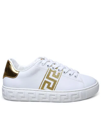 Versace White Leather Sneakers In White