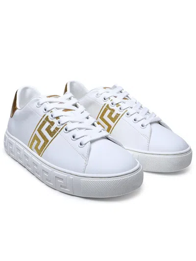 Versace White Leather Sneakers In White