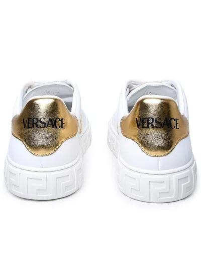 Versace White Leather Sneakers In White