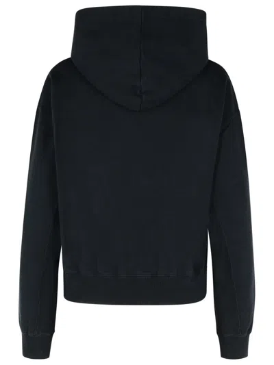 Jw Anderson Cropped Black Hoodie With Subtle Branding And Relaxed Fit In Black