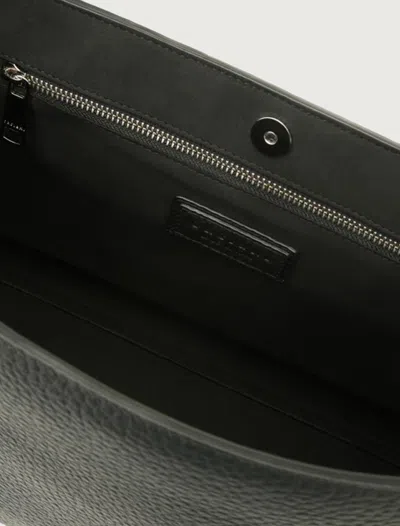 Orciani Structured Black Handbag With Textured Leather In Black