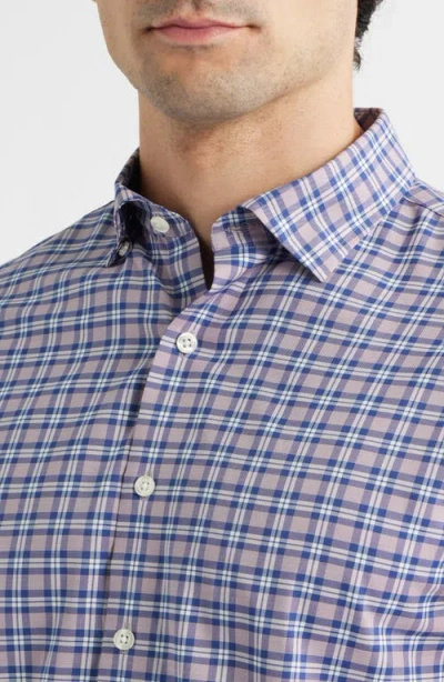 Johnnie-o Mayes Plaid Nylon Blend Button-down Shirt In Brown