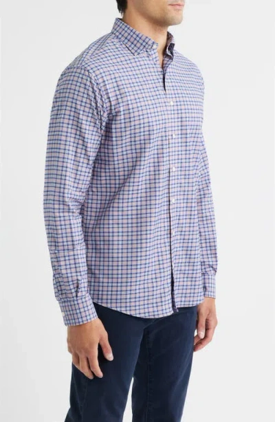 Johnnie-o Mayes Plaid Nylon Blend Button-down Shirt In Brown