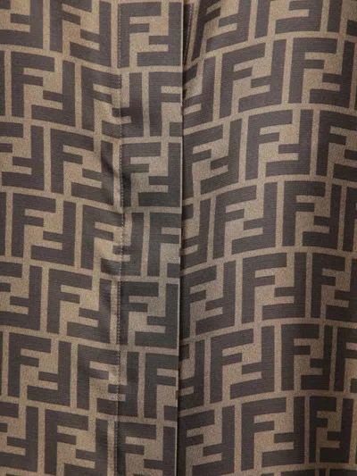 Fendi Ff Silk Jacquard Oversized Shirt In Brown