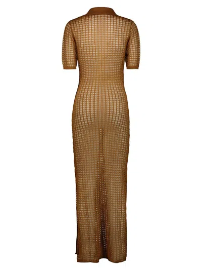 Federica Tosi Polo-neck Open-knit Dress In Red