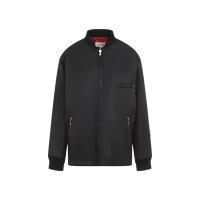 Mm6 Maison Margiela Polyamide Jacket With Design And Functional Zip Pockets In Black