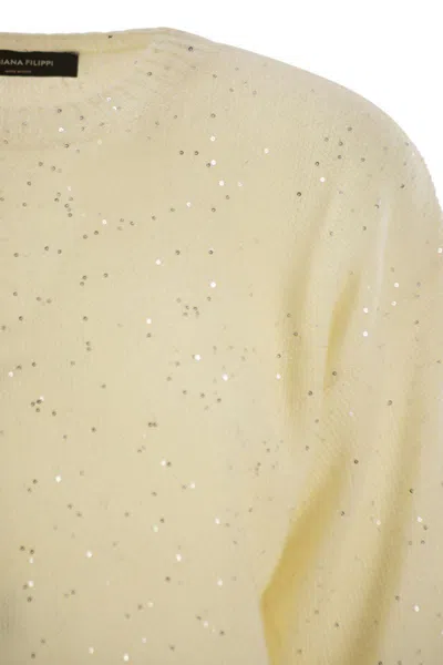 Fabiana Filippi Mohair Sweater With Micro Sequins In Neutral