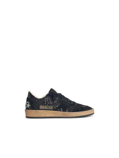 Golden Goose Sneakers Ball-star In Suede E Glitter In Black