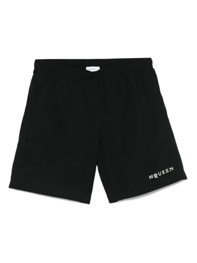 Alexander Mcqueen Alexander Mc Queen Black Swim Shorts With Drawstring In Black