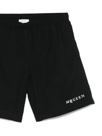 Alexander Mcqueen Alexander Mc Queen Black Swim Shorts With Drawstring In Black