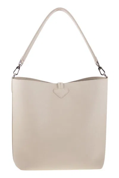 Longchamp Le Roseau Leather Hobo Bag In Sand